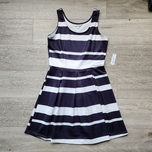Charming Charlie Striped Dress Womens Small Black White Sleeveless Nwt Blue